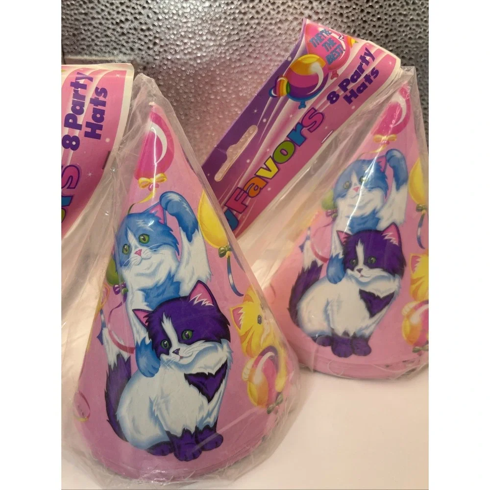 2 Packs Vintage Lisa Frank Kitten Love Balloon Party Hats New 26 Total